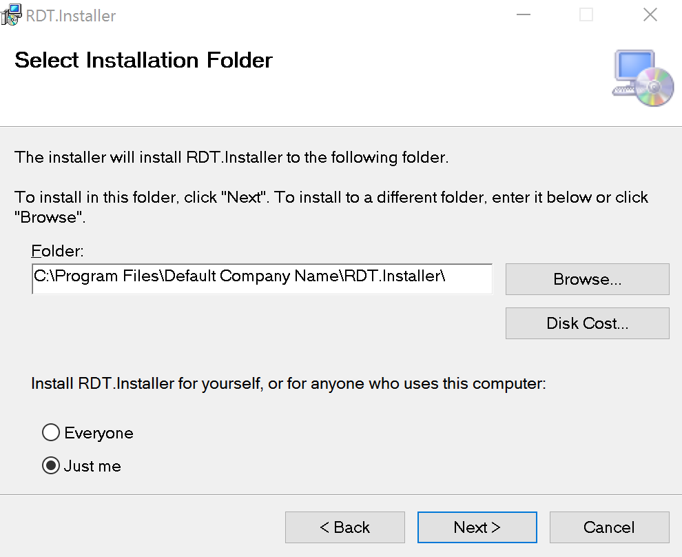 Figure 1: Installation screen.