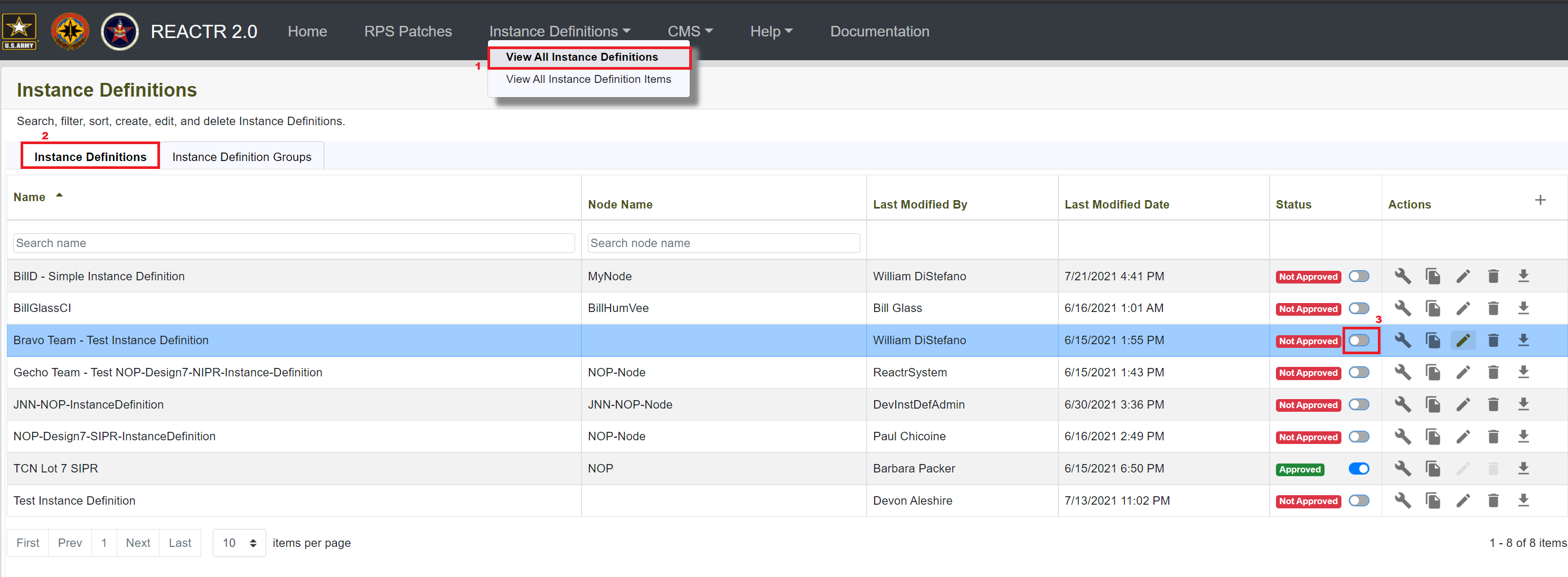 Approving an Instance Definition