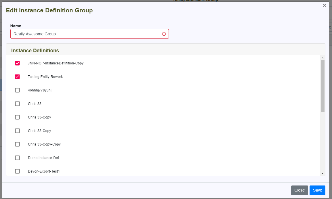 Instance Definition Groups 2