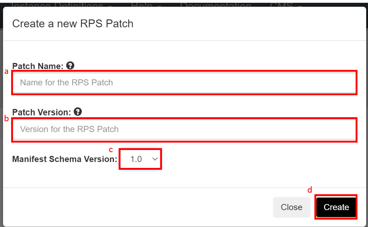 Figure 6: REACTR Create New Patch Modal