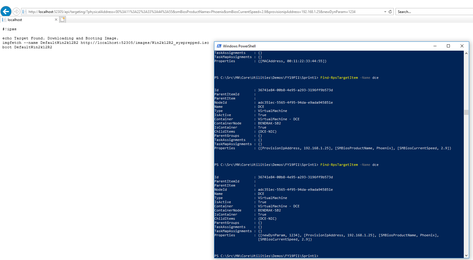 *Target Found* iPXE Script and PowerShell shows additional Properties Added alt text