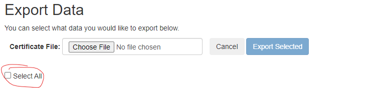 Figure 4: Select all data to export.