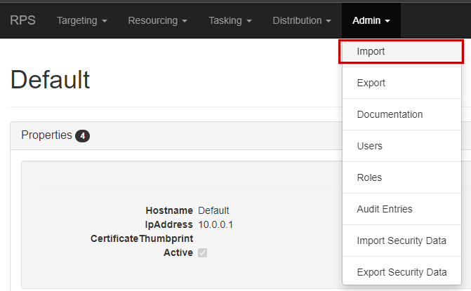 Figure 1: Navigating to the RPS Import screen.