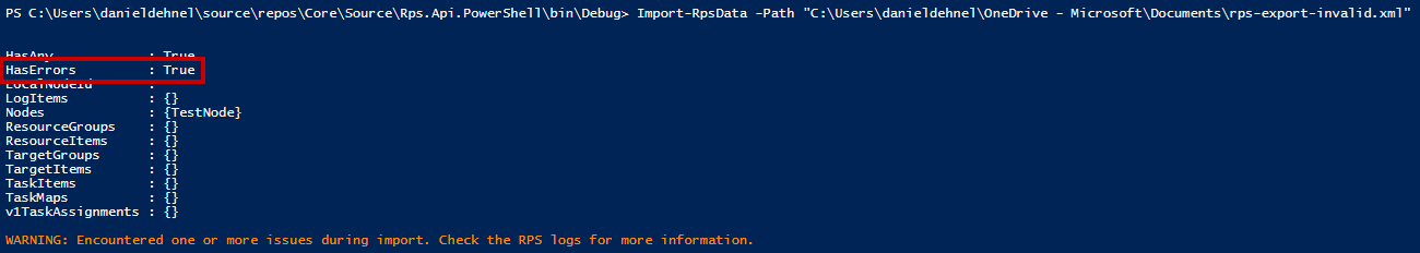 Figure 18: Importing with errors.