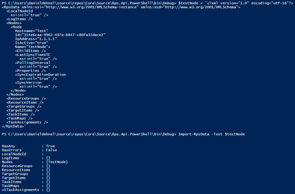 Figure 13: Importing XML text directly within PowerShell.
