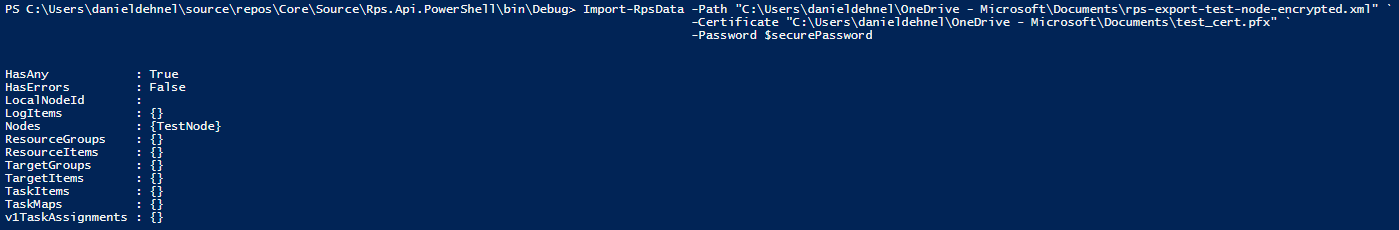 Figure 15: Import an encrypted data file with .pfx certificate and password.