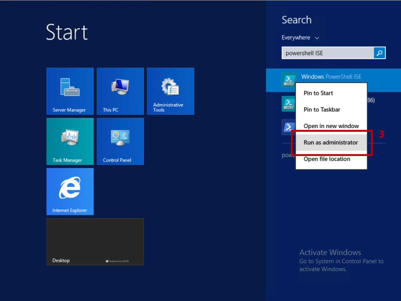 Open PowerShell ISE as Administrator