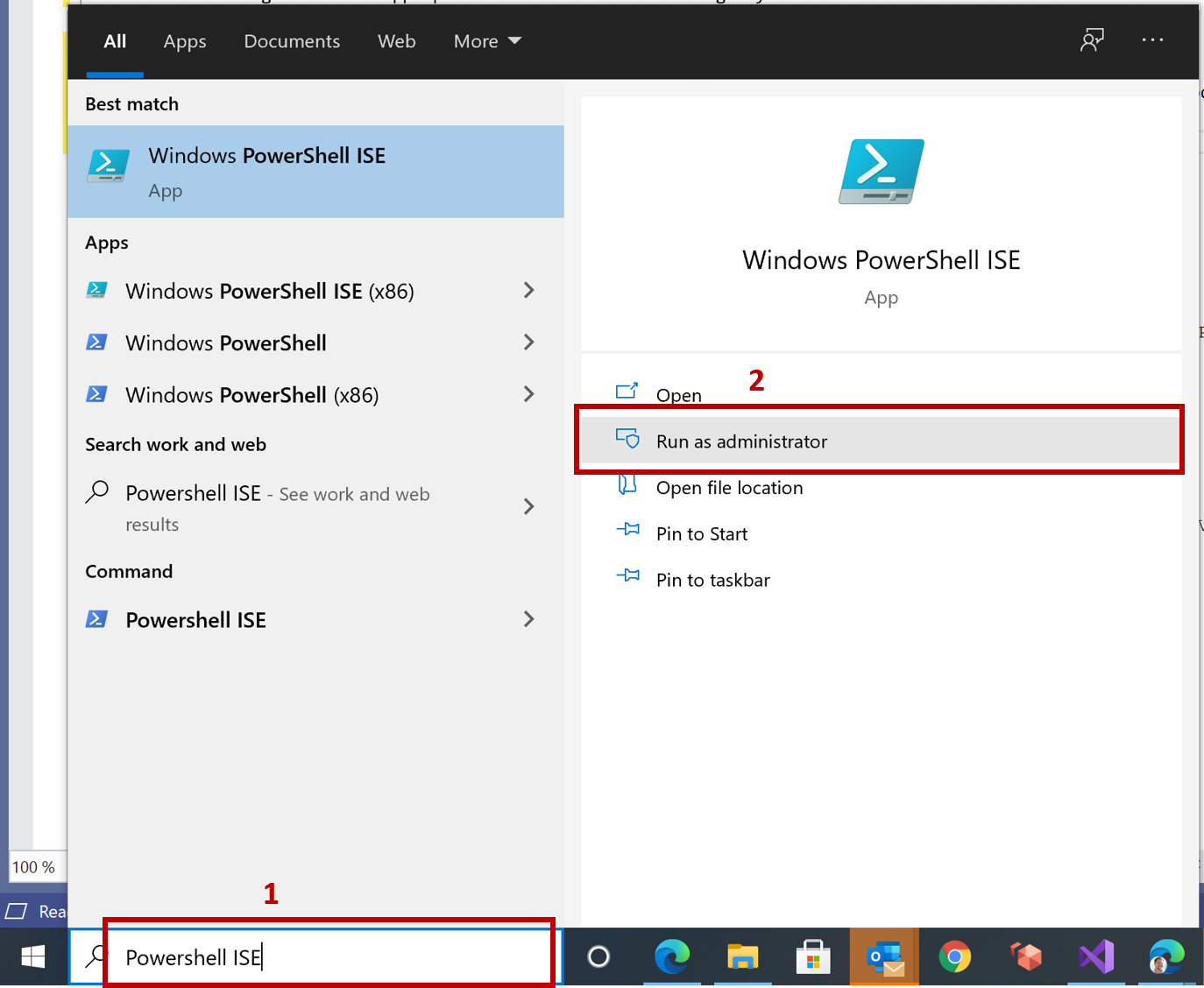 Open PowerShell ISE as Administrator