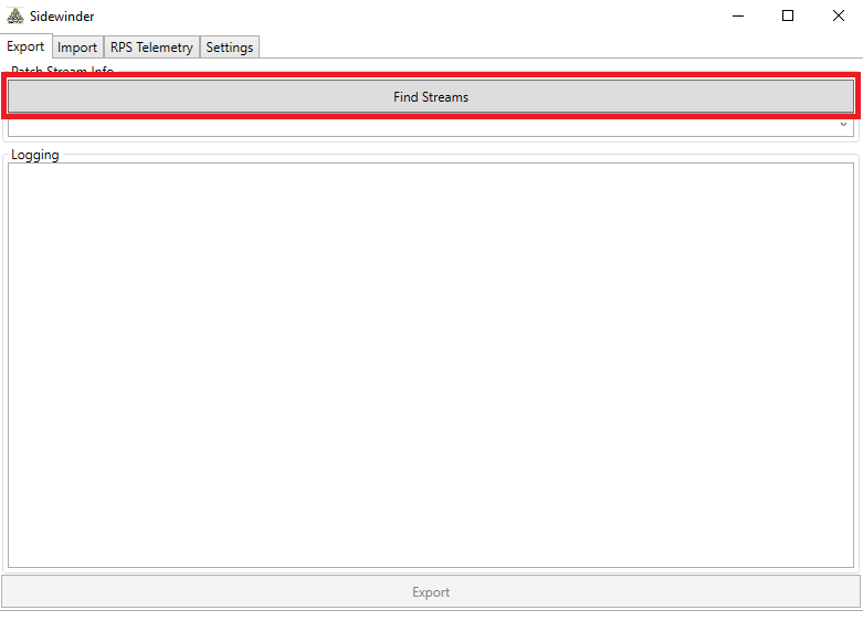 Figure 5: Export - Find Streams