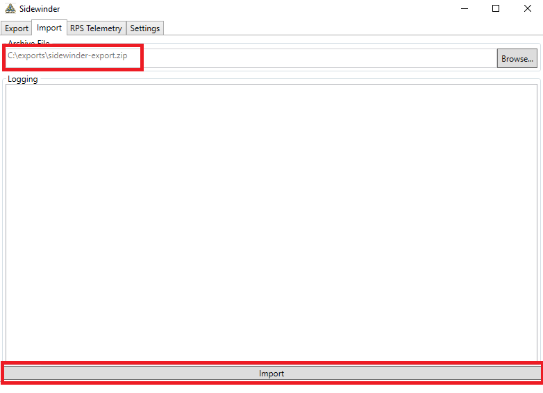 Figure 12: Import - Click Import