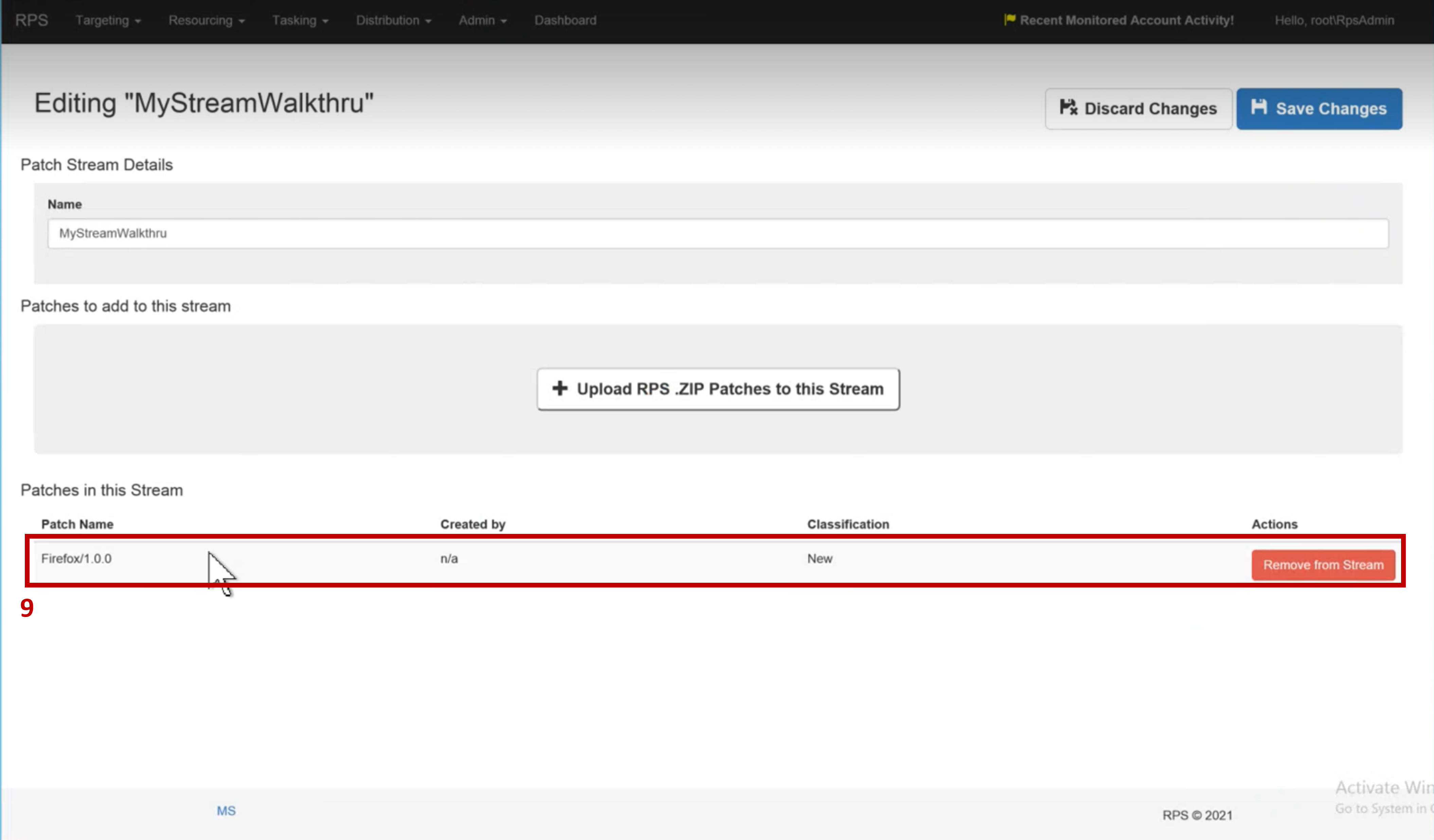 Figure 6: patch stream Edit form with uploaded patches