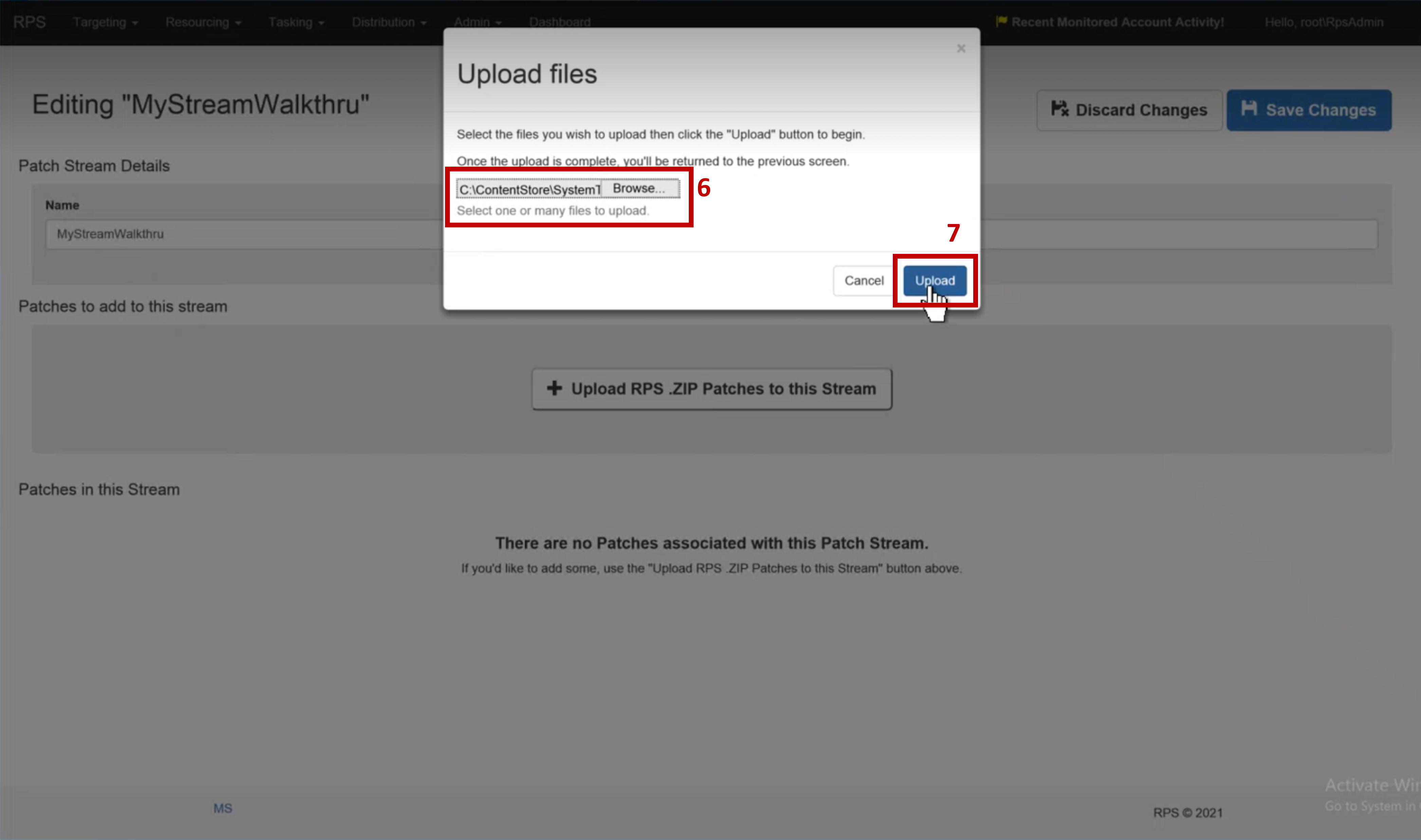 Figure 4: Upload patch files form