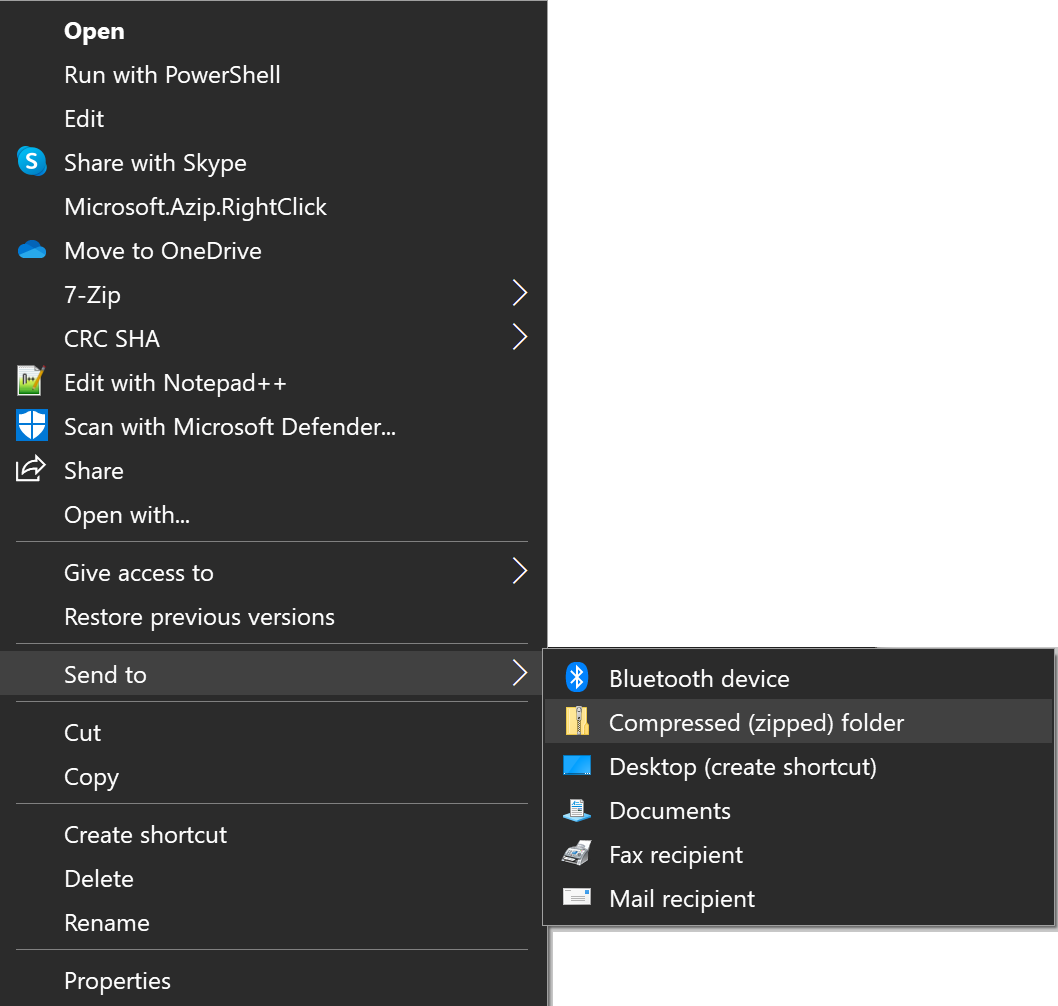 Figure 3 Create a Compressed (zipped) folder