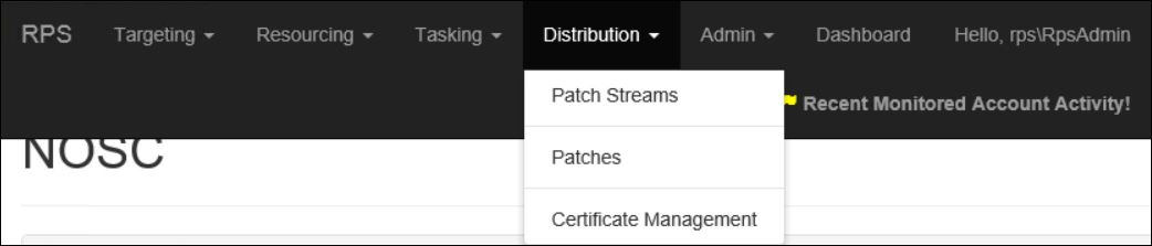 Figure 1: Distribution Menu