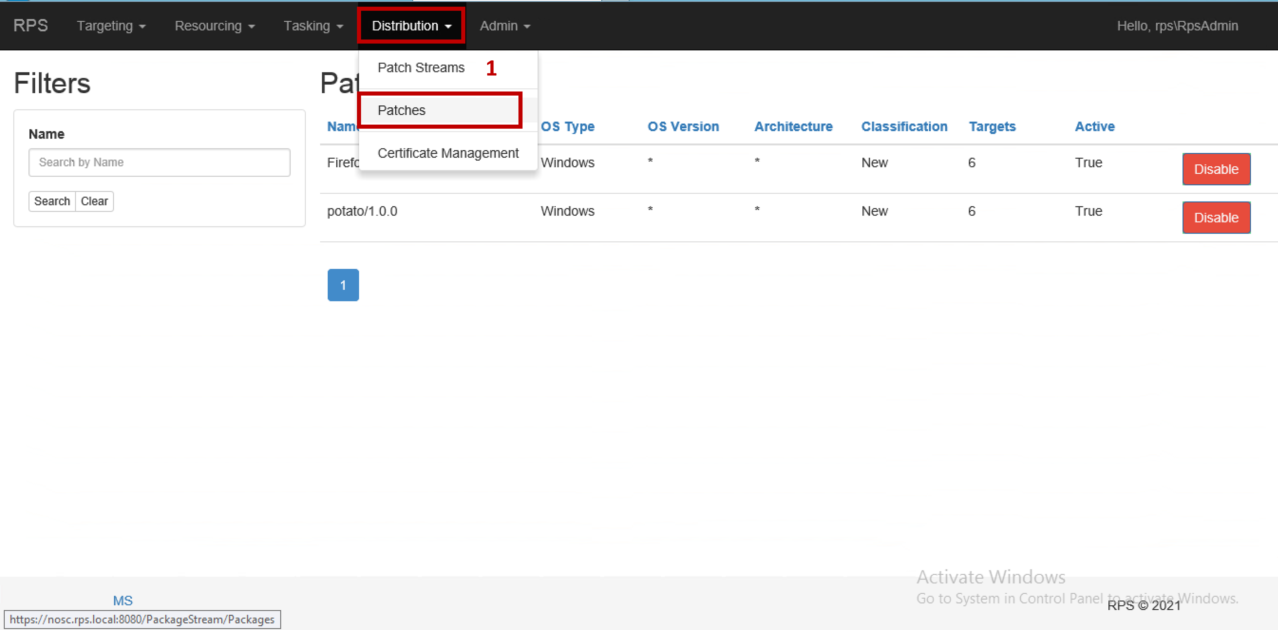 Figure 1: Patch Dropdown